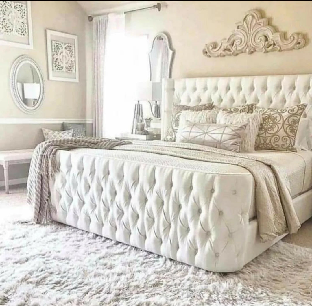 Castle Upholstered Bed and Mattress Set