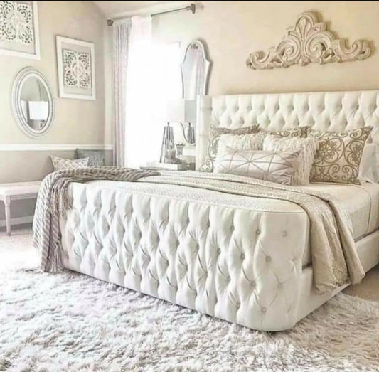 Castle Upholstered Bed and Mattress Set