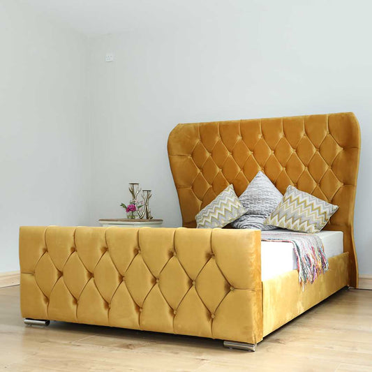 Oxford Butterfly Wing Upholstered Bed and Mattress