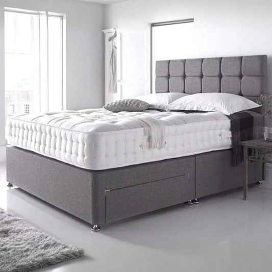 Cube Divan Bed With Mattress and Optional Storage Drawers