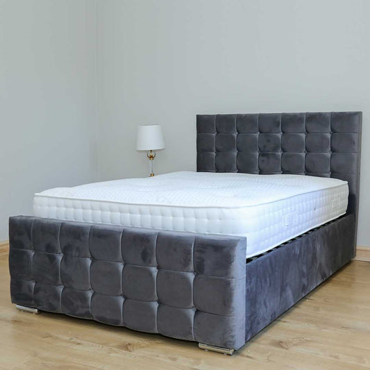 Cube Upholstered Bed and Mattress Set